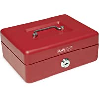 Rapesco money Caja fuerte portátil de 20 cm de ancho con portamonedas interior- color rojo